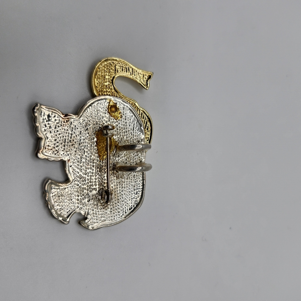 Trunk up silver and gold tone Elephant brooch!  So cute! - Picture 5 of 6